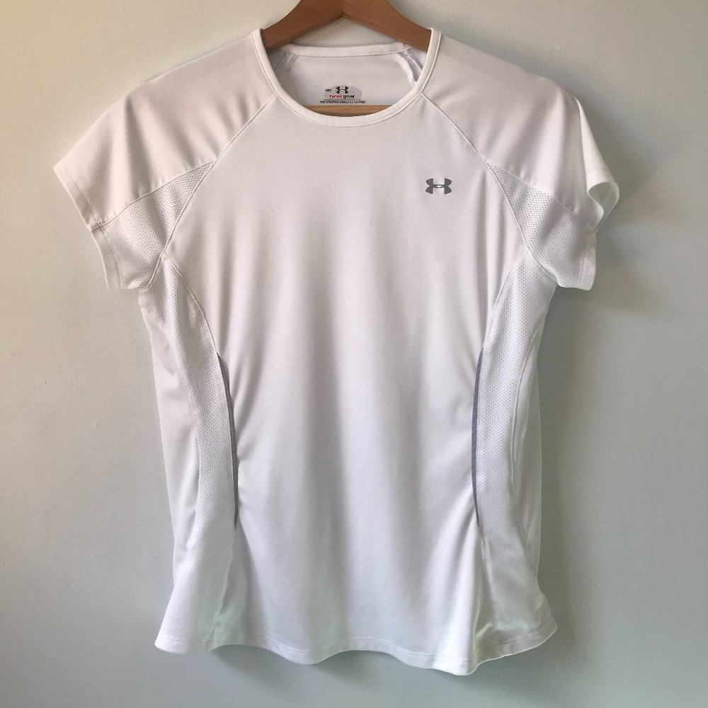 Under Armour Heat Gear White Short Sleeve Top, Size M